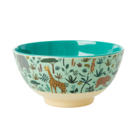 Jungle Animal Print Melamine Bowl Pale Green Background Rice DK